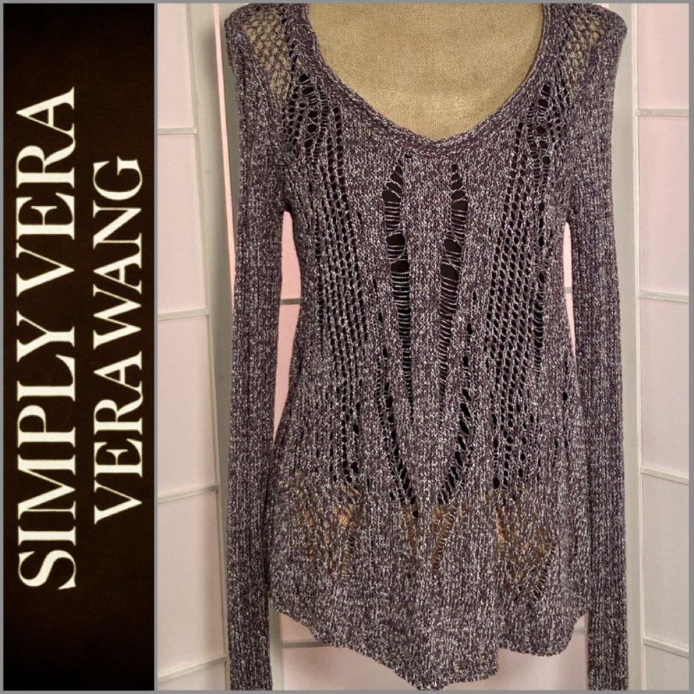Simply Vera- Vera Wang Open Weave Sweater